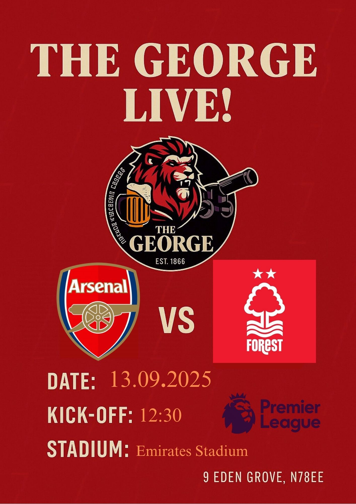 Arsenal - Nottingham Forrest Live Screening